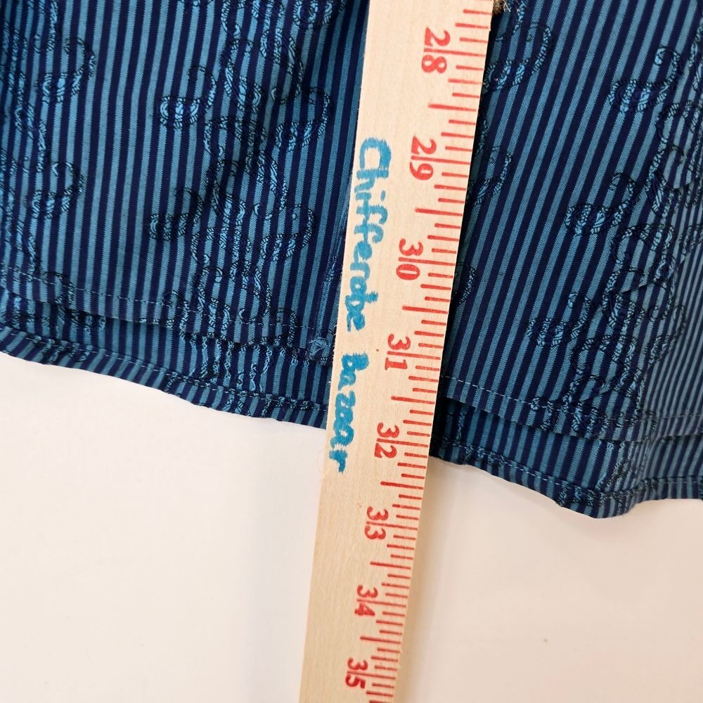 Robert Graham Mens XL Blue‎ Striped Dress Shirt Geometric Cuff Trim Silk Blend - Picture 12 of 15
